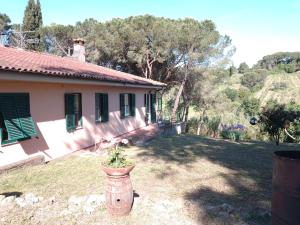 a house with a potted plant in front of it at Piccolo appartamento immerso nella campagna in Rosignano Marittimo
