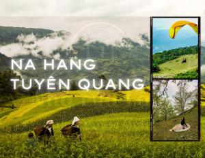 un collage de tres fotos de una persona en un campo en Nhà nghỉ Nhà Của Lâm - Lam's House Motel, en Na Hang