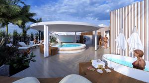 a rendering of a resort with a hot tub at The Health Lodge in Byron Bay
