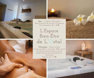 a collage of pictures of a man getting a massage at L'Ostal Saint Hilaire d'Ozilhan - Bed & Breakfast - Spa in Saint-Hilaire-dʼOzilhan