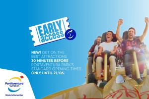 a flyer for a water park with people on a ride at PortAventura Hotel Gold River - Includes PortAventura Park Tickets in Salou