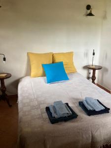 1 dormitorio con 1 cama con 2 toallas en Salto di Gatto, en Castellina in Chianti