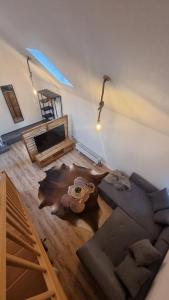 an overhead view of a living room with a couch at Ferienhaus Bühlertal mit 3 Fewos in Bühlertal