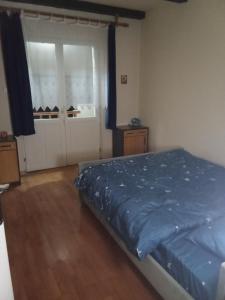 SvešticaにあるApartman Markovićのベッドルーム1室(青い掛け布団、窓付)