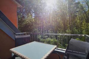 Balkón nebo terasa v ubytování moderne FeWo Nr 4 mit Balkon, Sauna im Haus, Garten - Ferienwohnungen am Wald