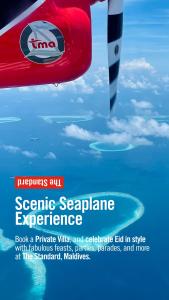 a poster for a performance event with the words scenic seattle experience at The Standard, Huruvalhi Maldives in Raa Atoll