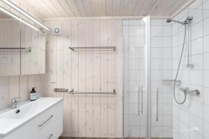W łazience znajduje się prysznic i umywalka. w obiekcie Nesfjellet w mieście Nes i Ådal