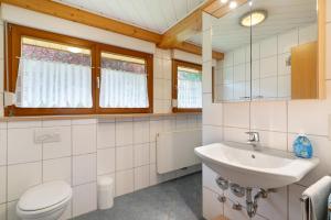 a bathroom with a toilet and a sink at Sulzerhof in Bad Rippoldsau-Schapbach +38 photos