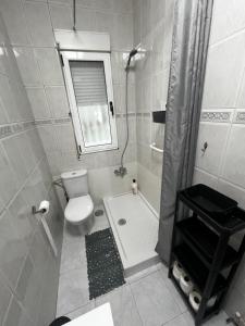 a bathroom with a toilet and a shower and a sink at 3 habitaciones reformado y centrico in Santander