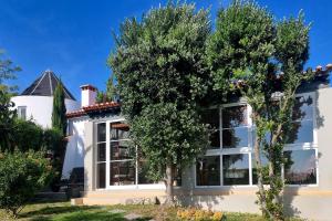 una casa bianca con un albero di fronte di CASA PAVÃO (SALGADINHO - SELÃO DA EIRA) a São Teotónio