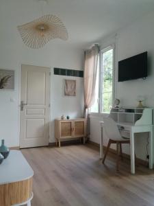 Μια τηλεόραση ή/και κέντρο ψυχαγωγίας στο Maison " Bouton d'or" au bord de l'eau, à 10 mn de Tours , meublé classé une étoile