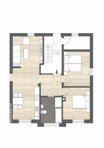 un plan d'étage d'une maison dans l'établissement 3 Zimmer Apartment - Nähe Klinikum & Altstadt - Parken, WLAN, Waschmaschine, à Amberg