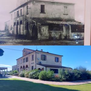 two pictures of a building and a house at Locanda Menabuoi in Donoratico