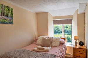 Schlafzimmer mit einem Bett und einem Fenster in der Unterkunft Finest Retreats - Cutkieve Farm Cottage in Middlehill