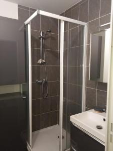 ein Badezimmer mit Dusche und Waschbecken in der Unterkunft Appartement 27 m2 et parking in Rennes
