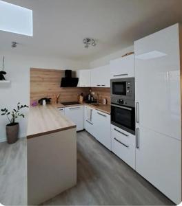 Кухня или мини-кухня в Moderný 2 izbový dom so záhradou a terasou 15 km od Bratislavy
