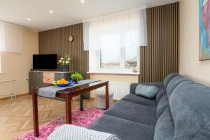 a living room with a couch and a table at Ernakodu in Pärnu