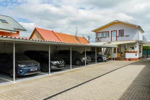 a group of cars parked in a garage at Apartmany Tereza & free parking in Bratislava