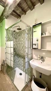奇塔德拉皮耶韋的住宿－La casa dei Mimmi，带淋浴和盥洗盆的浴室