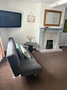 un soggiorno con divano e camino di Hill View House a Newry