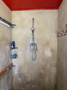 a shower in a bathroom with a wall at South View - West Wittering beach house with direct beach access in West Wittering +21 photos