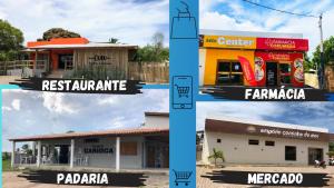 a collage of four pictures of a building at Casa Araras de Corumbau in Corumbau