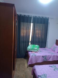 Un pat sau paturi într-o cameră la شقة سكنية مفروشة جنة المنصورة الجديدة