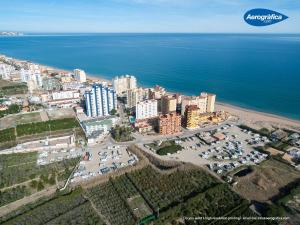 an aerial view of a city next to the ocean at BLUE DOUBLE PRIVATE ROOM AT FRONT BEACH - HABITACION DOBLE en la playa in Valencia