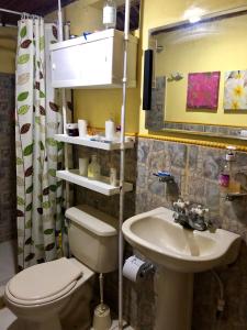 a bathroom with a toilet and a sink at Finca La Divisa. Senderos de la Montaña in Pereira