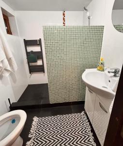 a bathroom with a toilet and a sink at Cabana Ruku in Muntele Băişorii
