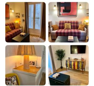 a collage of four pictures of a living room at Joyau au cœur de la vieille ville de Bonifacio in Bonifacio