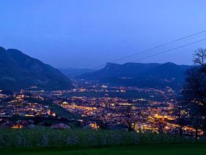 - une vue sur la ville depuis une colline la nuit dans l'établissement Emma Suite Merano, à Merano