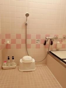 ein Bad mit Dusche und WC in der Unterkunft Satoyama no Yado Kei-House - Vacation STAY 55796v in Shikokuchuo