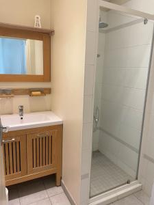 a bathroom with a sink and a shower at clos de la poudriere in Saint-Martin-de-Ré