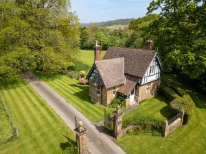 an aerial view of a house with a road at Estate Lodge Sleeps 5 on The Jurassic Coast Devon in Sidbury