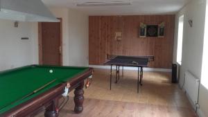 - deux tables de ping-pong dans une pièce avec un billard dans l'établissement Trinity Lodge on Lakeshore with Horses, Jetty & Games Room, à Boyle
