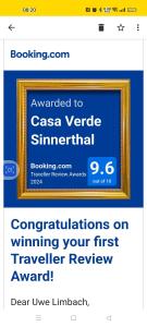 a website with a picture of a framed picture at Casa Verde Sinnerthal in Neunkirchen