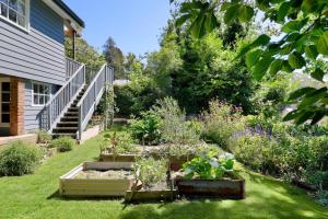 Un jardín frente a una casa con plantas. en Blue Mountains Bliss Cottages Katoomba - Rosebud, en Katoomba