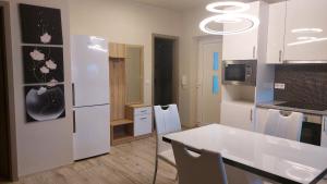 A kitchen or kitchenette at Hajnal apartman