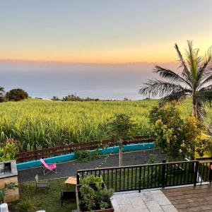 a view of the ocean from the balcony of a house at Dodo House auberge de jeunesse in Saint-Leu