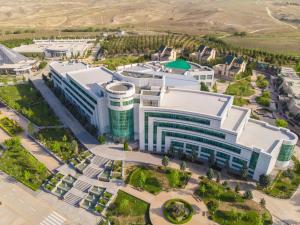 an aerial view of a building in a city at Gashalti Health Hotel Naftalan in Naftalan