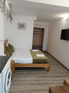 um quarto com uma cama e uma televisão num quarto em LISABONNA GUEST HOUSE em Lisboa