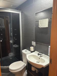 マタラスカニャスにあるA la Orilla del Marのバスルーム(トイレ、洗面台、シャワー付)