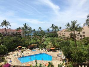an aerial view of the pool at the resort at Kamaole Sands 1-305 in Wailea