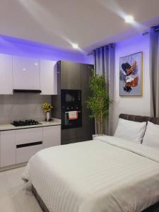 Kuchyň nebo kuchyňský kout v ubytování Stylish Modern Studio Apartment Banana Island Ikoyi + 29 fotografií