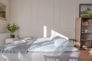 Ένα ή περισσότερα κρεβάτια σε δωμάτιο στο 71m2 Apartament Superior na Letniej z Tarasem, Ogródkiem i Widokiem na Góry - Kłodzko - Przyjaciół Ziemi Kłodzkiej