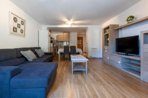 a living room with a couch and a tv at Apartamento EL RIU en Arinsal in Arinsal