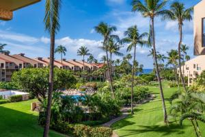 an aerial view of the resort with palm trees at Kamaole Sands 5-316 in Wailea