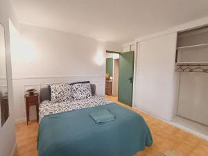 Tempat tidur dalam kamar di Gite lumineux avec jardin, terrasse et vue