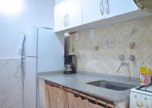 una cucina con lavello e frigorifero di Botánica! Casa restaurada a Villa Ballester 1 altra foto